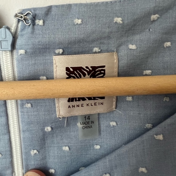 Anne Klein clipdot polka dot pale blue light summer sleeveless dress - Picture 3 of 7